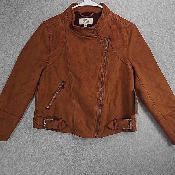 Frye Co. Motorcycle Jacket Cropped NEW Vintage Congnac Size Small - Picture 1 of 13